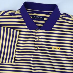Oxford America LSU Tigers Golf Polo Mens XL Purple Gold Striped Veri Cool